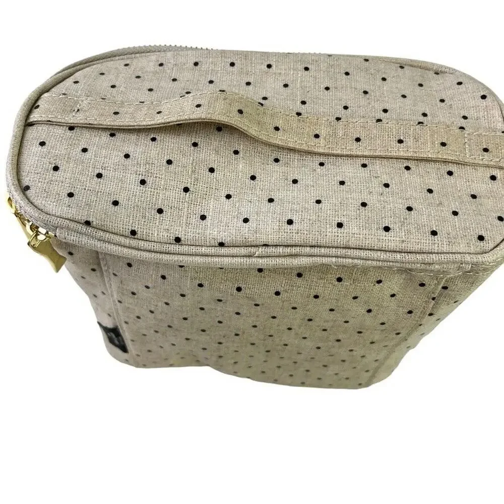 Kate Spade New York Out to Lunch Beige Black Polka Dot Tote Bag Handbag Cooler